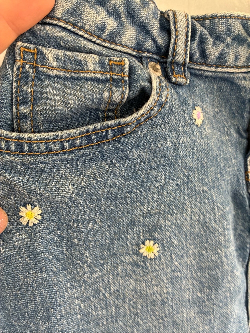 3 summer girls skirts/skort bundle 6-7 blue jean embroidered and yellow eyelet - Picture 11 of 16